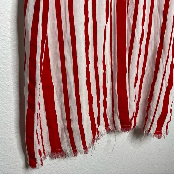 Umgee Red and White Vertical Stripes Vintage Vibe Lightweight Dress Swim Coverup - Picture 5 of 8